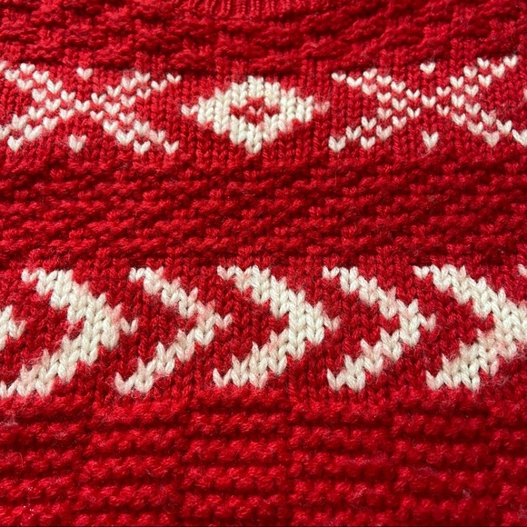 GAP Chunky Knit Wool Red White Sweater Large - Picture 6 of 10